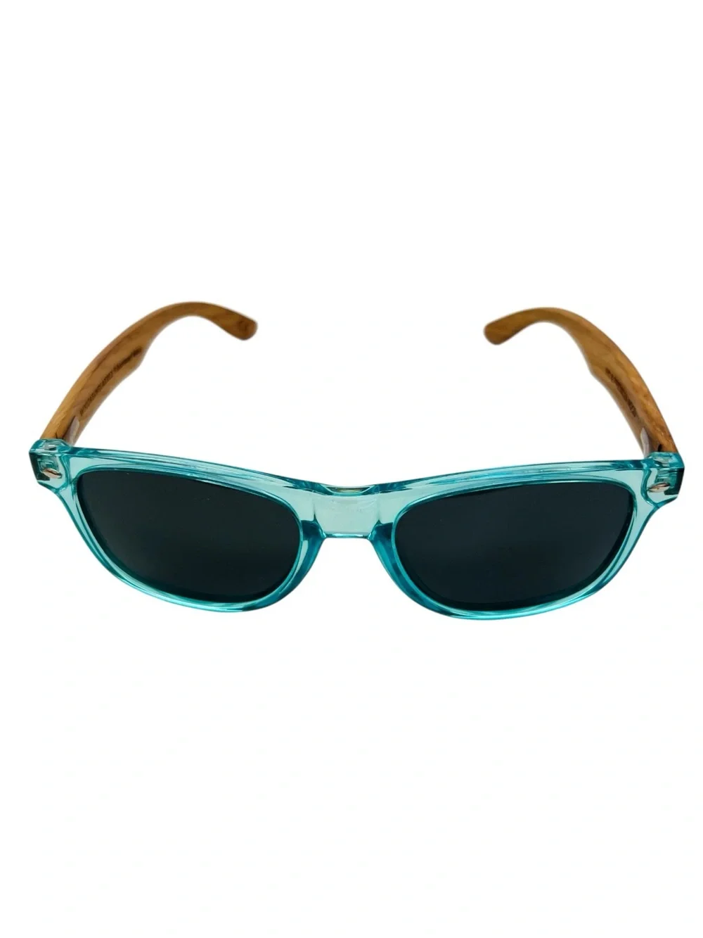 Woodasunglasses Turquoise Frame Sunglasses with Wood-Effect Temples